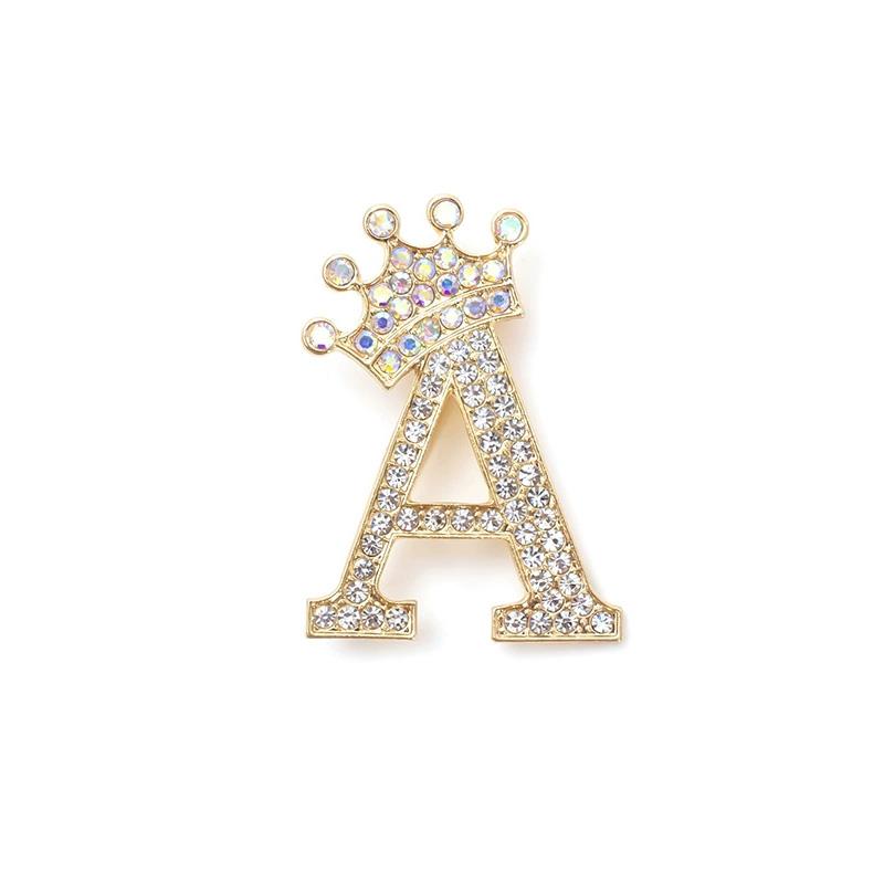 1 Pièce Broches pour Femmes & Hommes Broche Initiale Épingle de Col Strass Cristal Mode A-Z Ton Doré Épingle Corsage