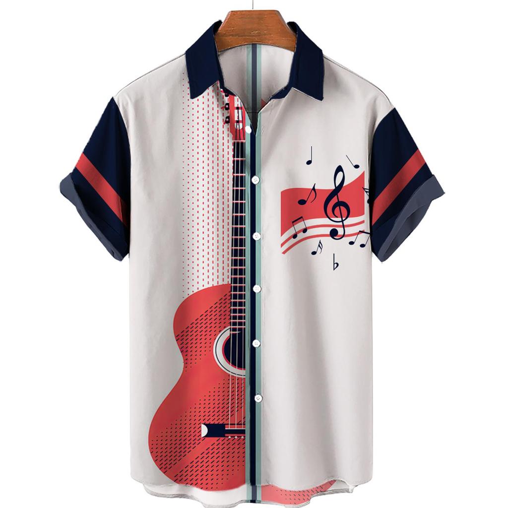 Chemise hawaïenne décontractée d'été imprimée en 3D pour hommes, chemise de bord de mer de vacances