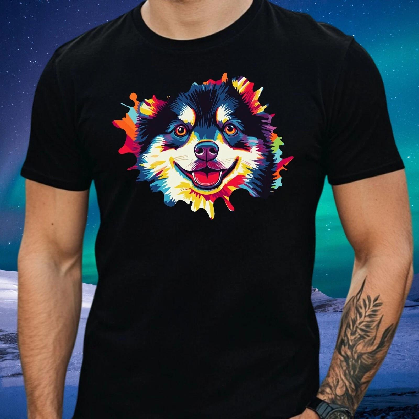 T-Shirt Herren Pomsky Hund Pop Art Motiv Baumwolle Größe S bis 5XL M