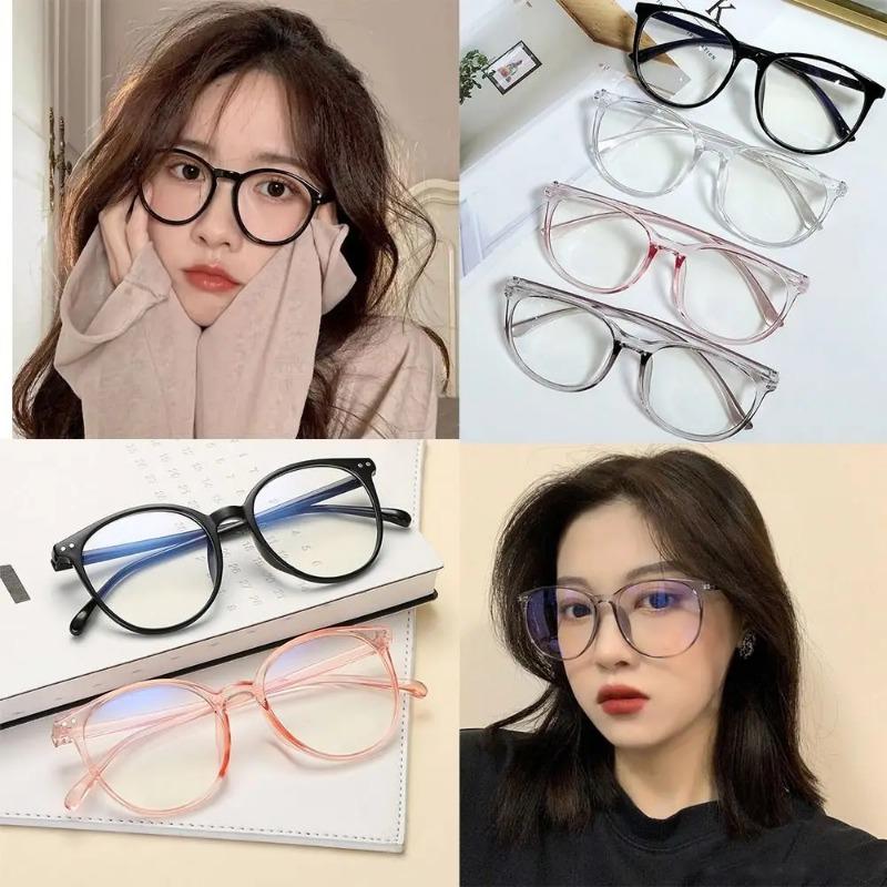 Trendy Plane Mirror Anti Blue Light Glasses New Transparent Round Eyewear Without Degree Optical Spectacle Eyeglass Women Men