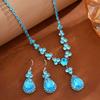 Hot-Selling Green Water Drop Earrings & Necklace Bridal Set - Fashionable Zircon Accessories