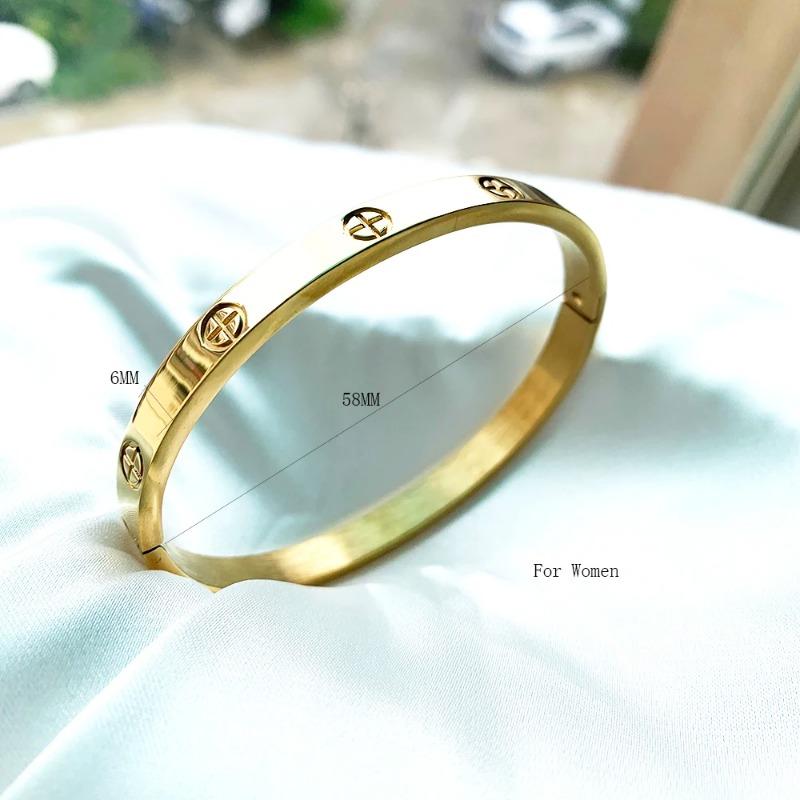 

Новый дизайн золотой цвет цирконий и крест орех гвоздь браслет для женщин нержавеющая сталь винт бренд ювелирные изделия