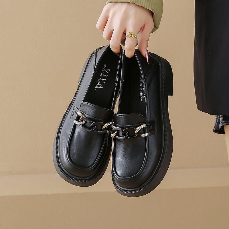 Women's shoes 2025 autumn Xiaoxiangfeng real soft leather loafers with skirts Mary Jane small leather shoes one-pedal single shoes