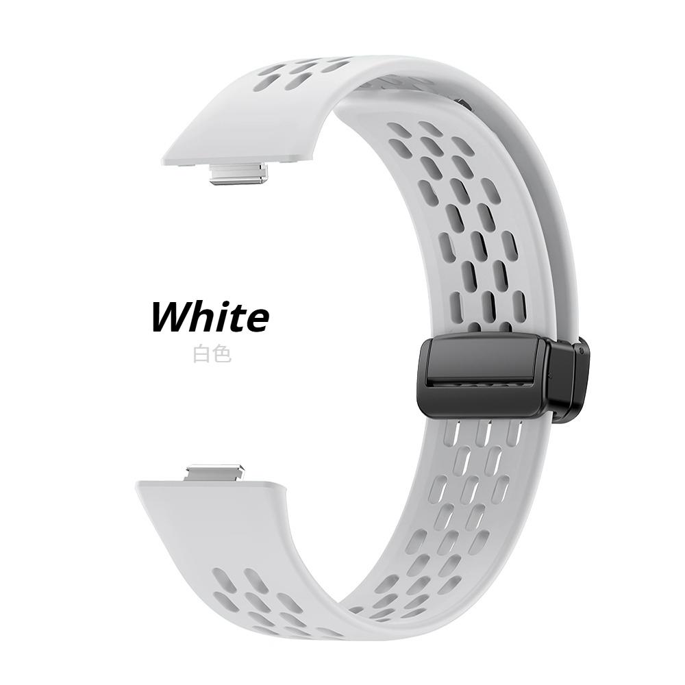 

Magnetic D Folding Buckle Silicone Band For Huawei Watch Fit 5 Pro Strap for HUAWEI Fit 5/Fit 4/Fit3 Sports Bracelet Watchband Huawei Fit5/Fit5 Pro белый