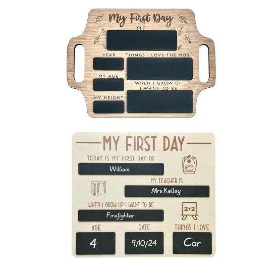 First Day of School Board Dry Erase Reusable Back to School Wooden Commemorative Sign Decoration Preschool Kindergarten Students Souvenir Gift