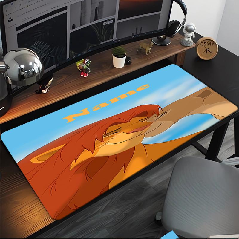 Custom Name Lion Theme Mouse Pad, Non Slip Rubber Base, Multifunctional Office & Home Decor, Perfect for Workspace Personalization.