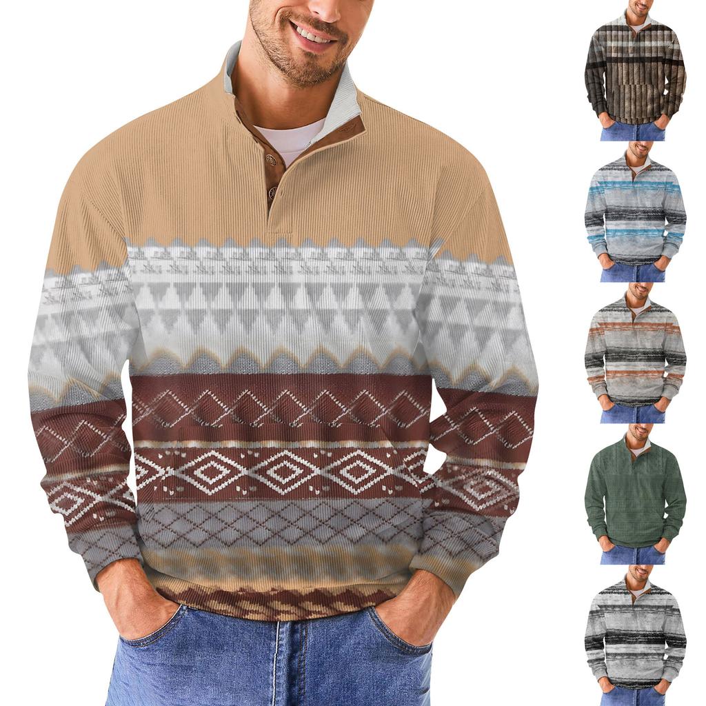 Sudadera con estampado retro e informal con degradado para hombre