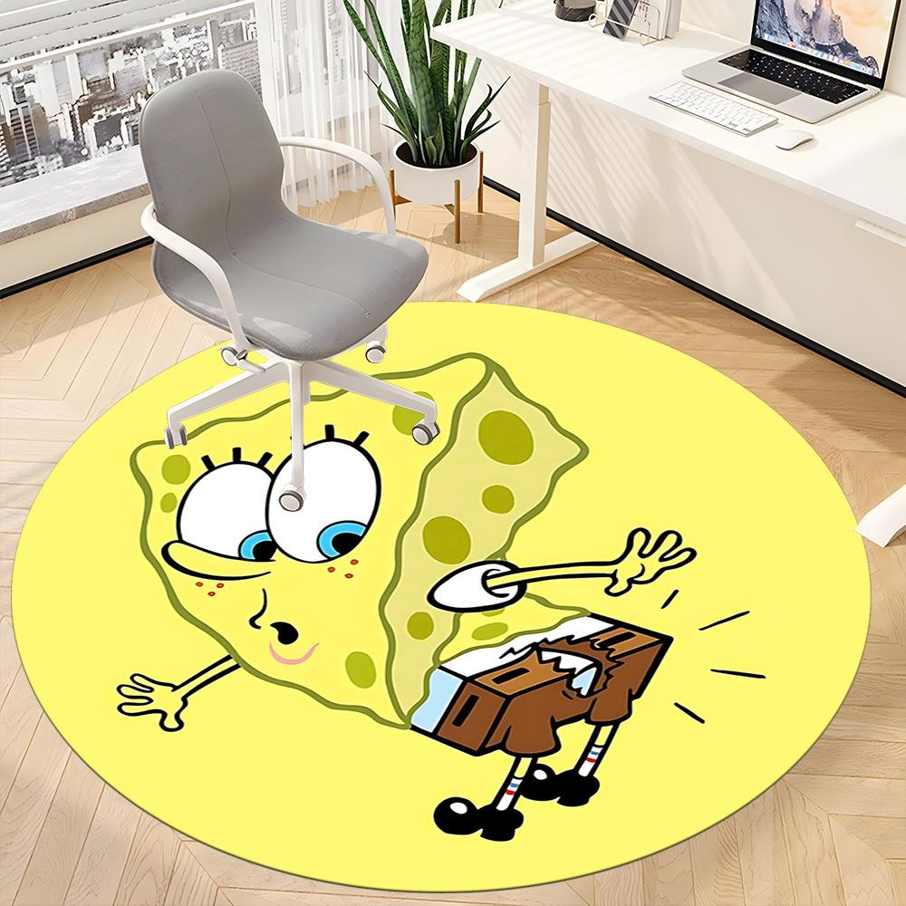1pcSpongeBob Office Round Area Rug, Indoor Mat Suitable For Office, Bedroom Living Room Home Decor, Room Deco,  Offic A0928111