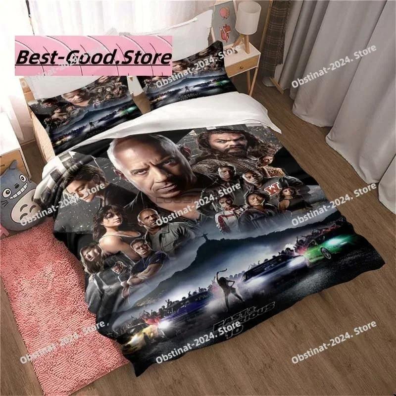 Fast & Furious Bedding Set Fashion Movie Printed Comforter Quilt Bed Cover Duvet Cover Pillow Case 3 Pieces Sets Kids Adult Size