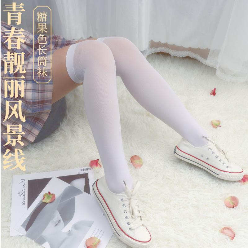 thin leg knee socks women's long tube high tube socks spring autumn and winter leg thigh socks one piece