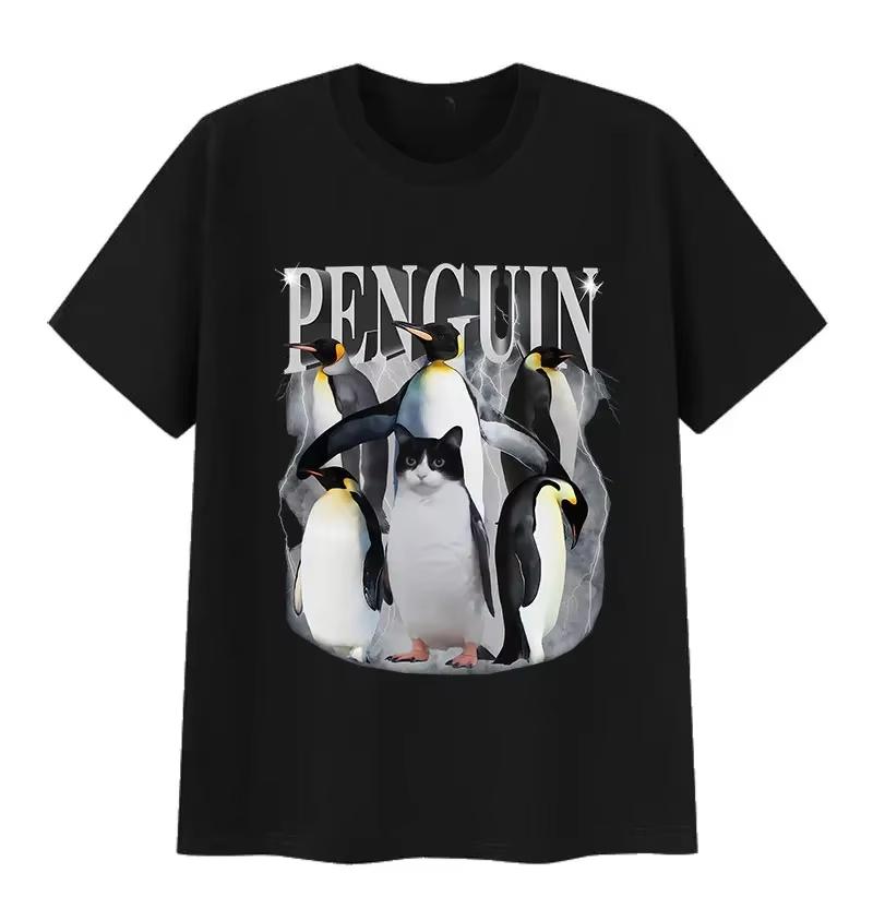 Cute Penguin Funny Meme T Shirt Unisex Women Vintage Fashion High Quality Cotton Tshirts Tops Casual Clothing Short Sleeve Tshirt