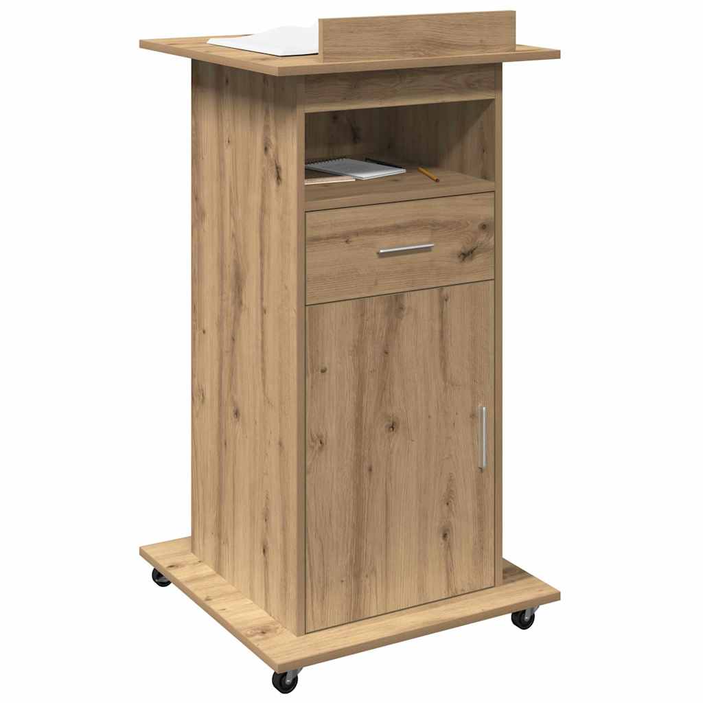 Podium din stejar artizanal cu raft 55 x 55 x 107 cm Lemn prelucrat