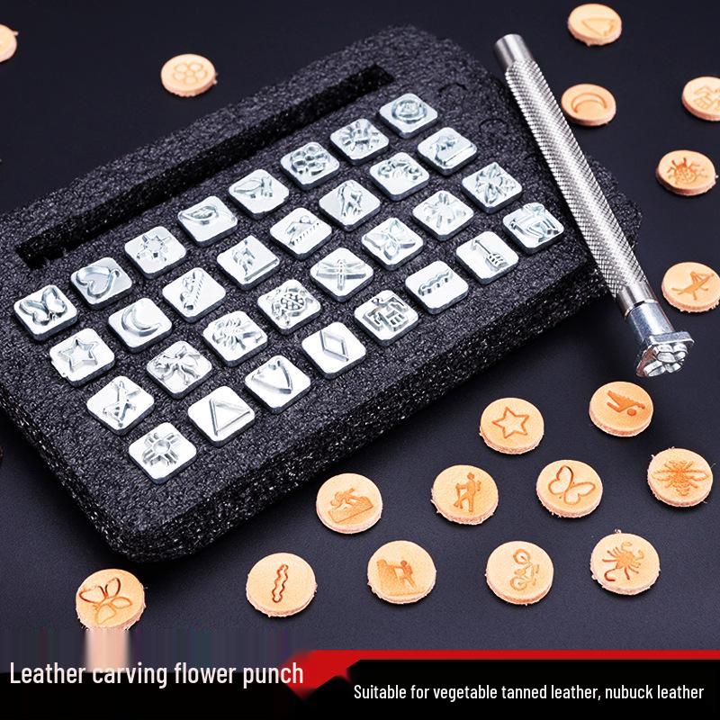 Handgefertigtes Lederhandwerkzeug: Alphabetstempel für Digitaldruck & Schnitzen