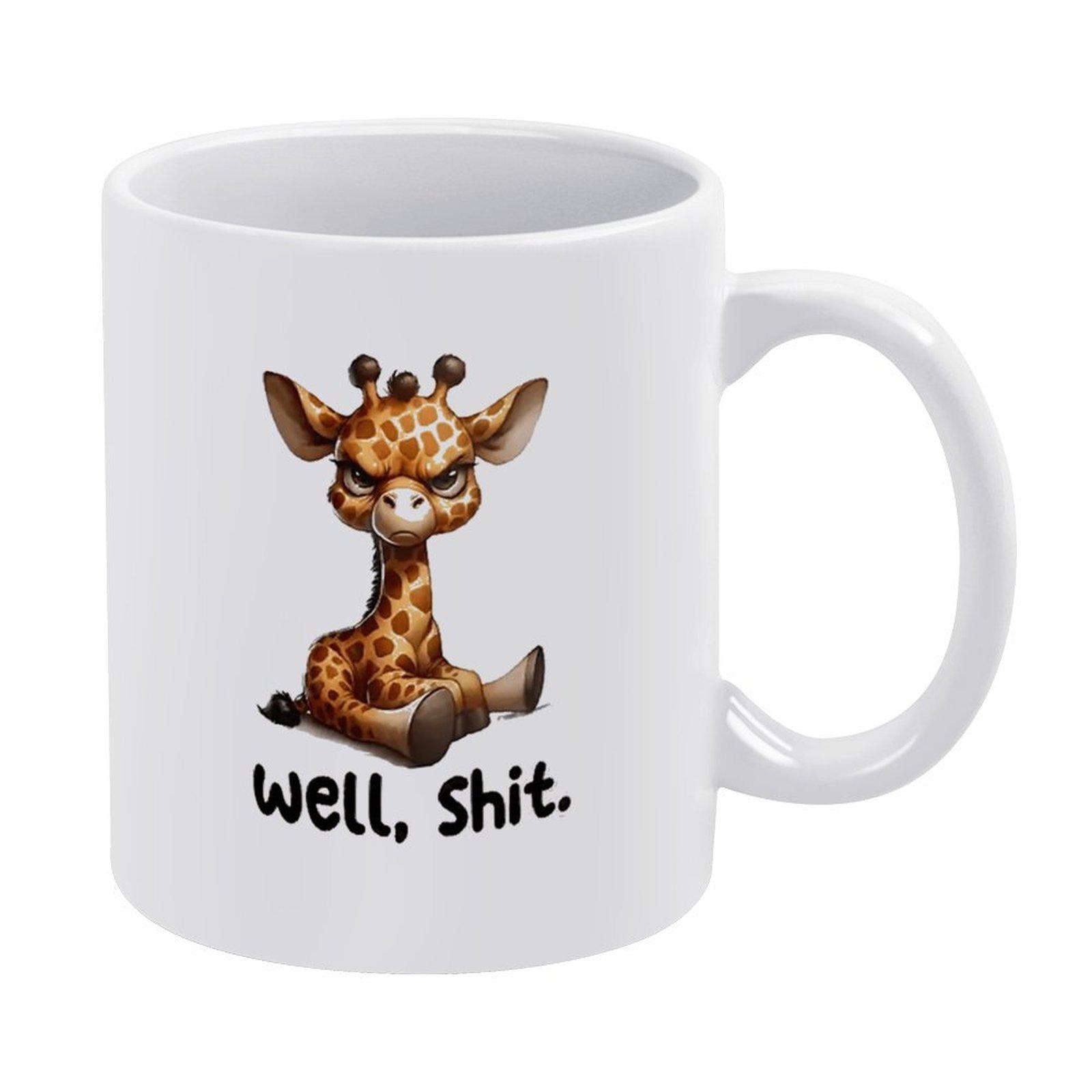 

1pc 11oz white ceramic mug, double-sided print, light playful style, glossy finish, durable and easy to clean gift option білий