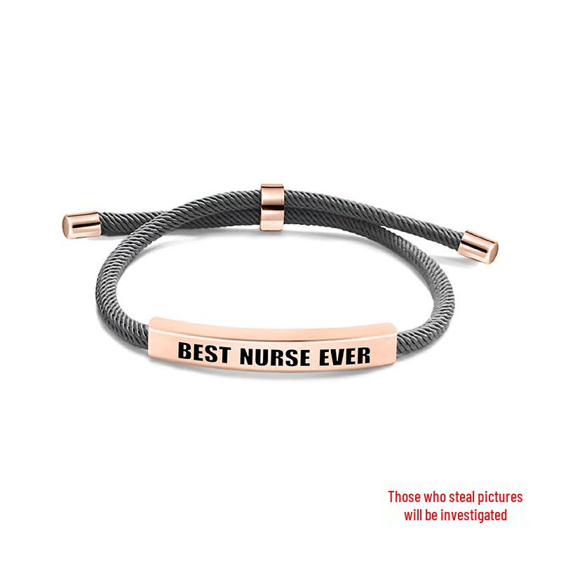 Multi-Color Engraved Stainless Steel Rope Bracelet: Nurse's Day Commemorative Christmas Gift