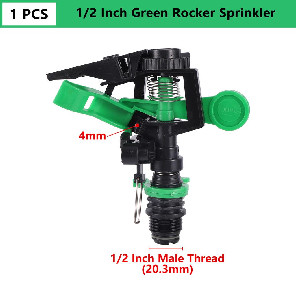 1/2"3/4" 360 Degree Auto Rotating Sprinkler Lawn Impact Sprinkler Adjustable Agricultural Irrigation Rocker Rotating Sprinkler