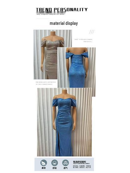 Elegant Sequin Slit One-Shoulder Long Dress - High-End Fashion for Women