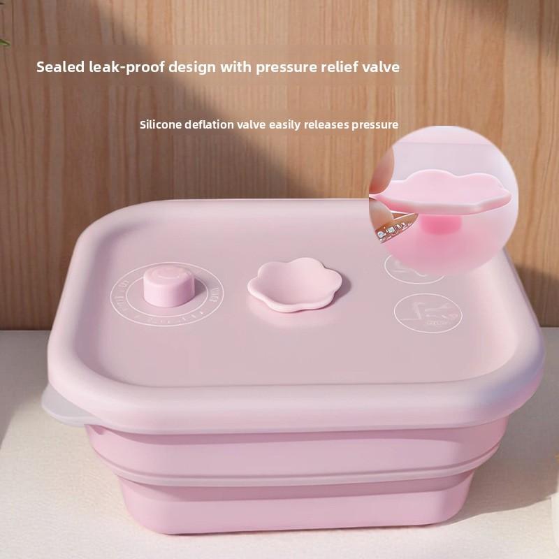 Silicone Food Storage Container With Foldable Design For Refrigerator Organization And Freshness