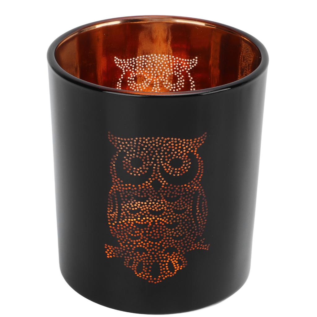 Glass Votive Candle Holder Night Owl Durable Odorless Black Glass Romantic Tealight Candle Holder