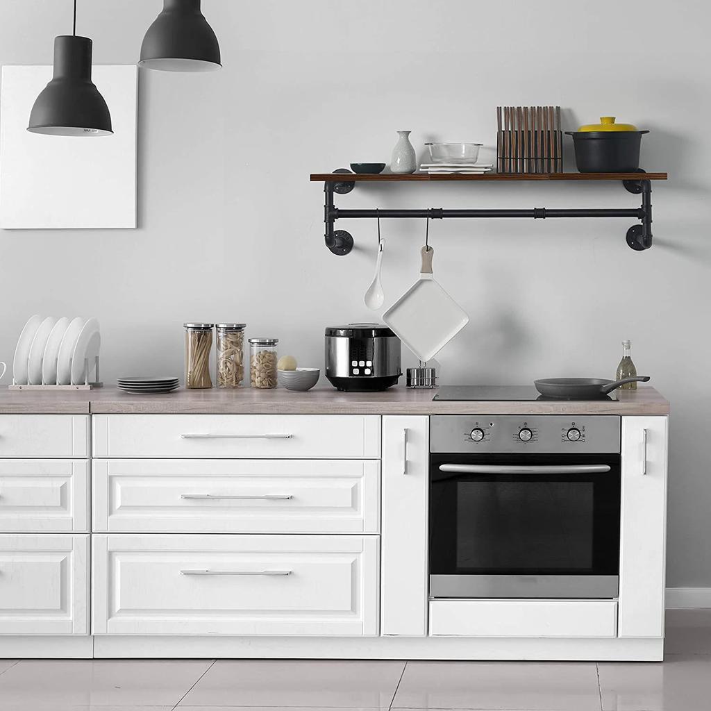 Industrial Style Wall-Mounted Clothing Display Rack with Water Pipe Design