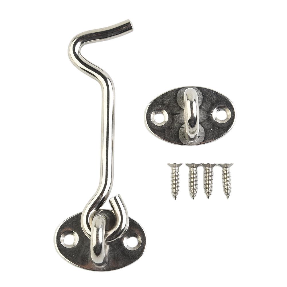 AaDoorBolt Stainless SteelWindow Sliding DoorLatchCabin Hook And Eye Latch Lock Shed Gate Door Catch Silent Holder Household