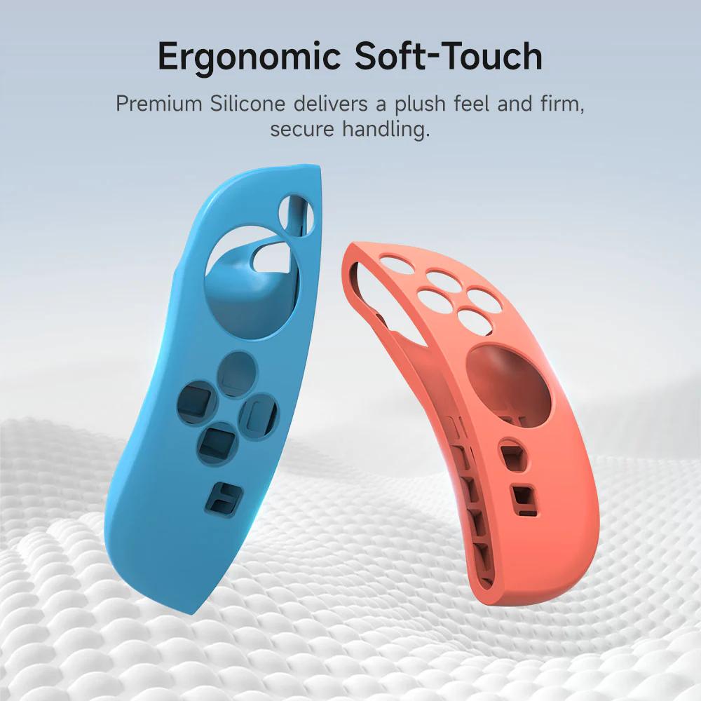 EASYSMX A02 For Nintendo Switch 2 Game Console Transparent Protective Case with Silicone Joy-Con Grip Handle Cover Set