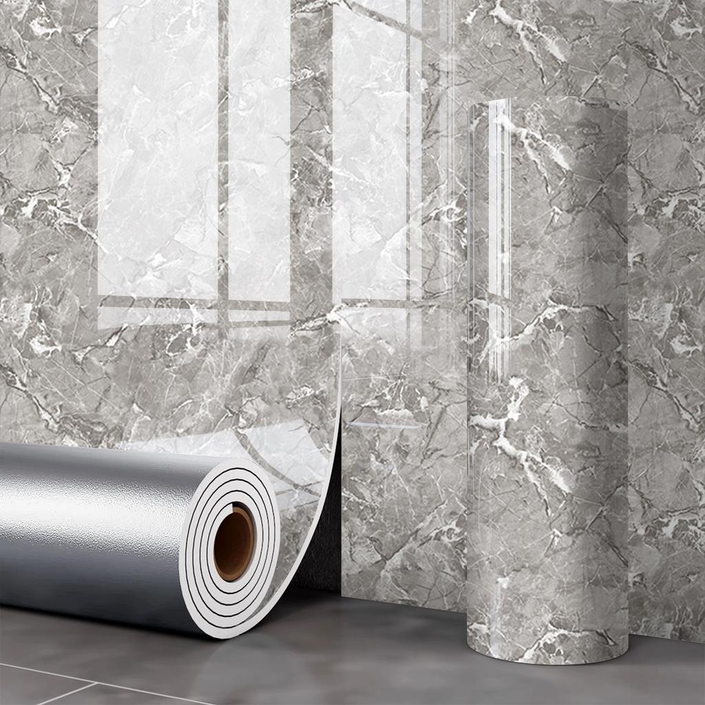 1 Roll 3D Waterproof and Antifouling Wall Sticker Self-Adhesive Marble Wallpaper 1 Roll Thick Foam for Bedroom and Living Room