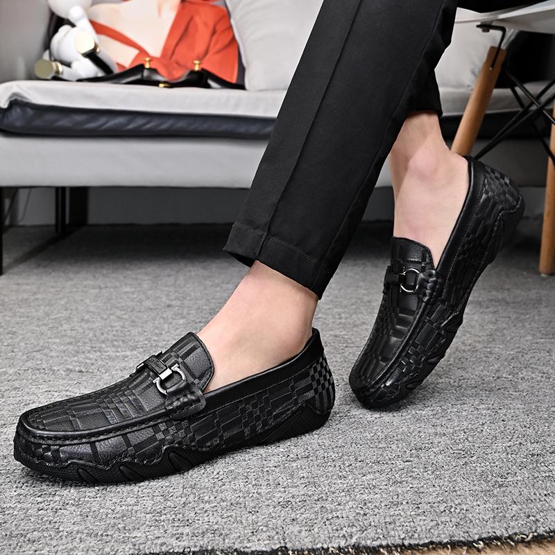 FashionMen Shoes Slip On Genuine Leather Luxury Black Sneakers Trend Comfortable Casual oxfords Men Shoes Design Moccasins Man shoes