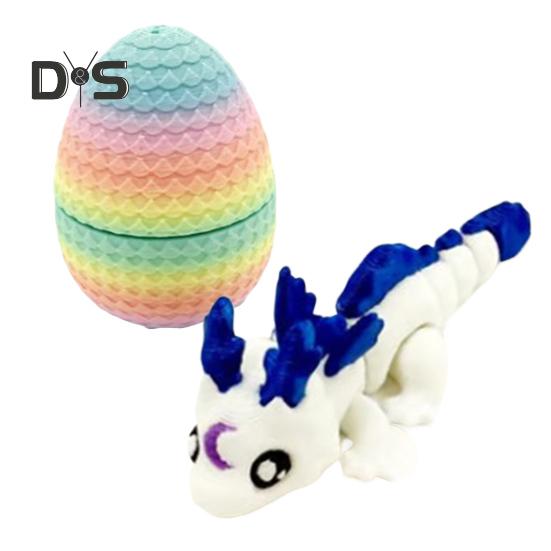 

Маленькое яйцо-таинственный дракон, 3D-печатный орнамент в виде дракона, яркое цветное реалистичное пасхальное яйцо с полностью подвижным драконом B