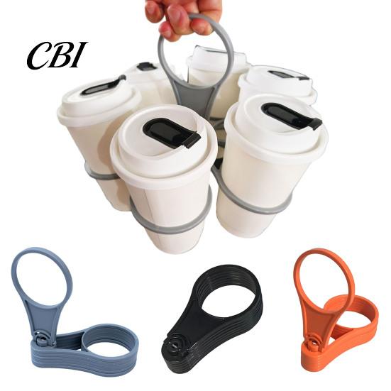 Eco Friendly Cup Holder 6-Cup Drink Carrier with Handle, Foldable Space Saving Caddy, Handle Reusable PP Tray for Delivery Outdoor Picnics And Parties