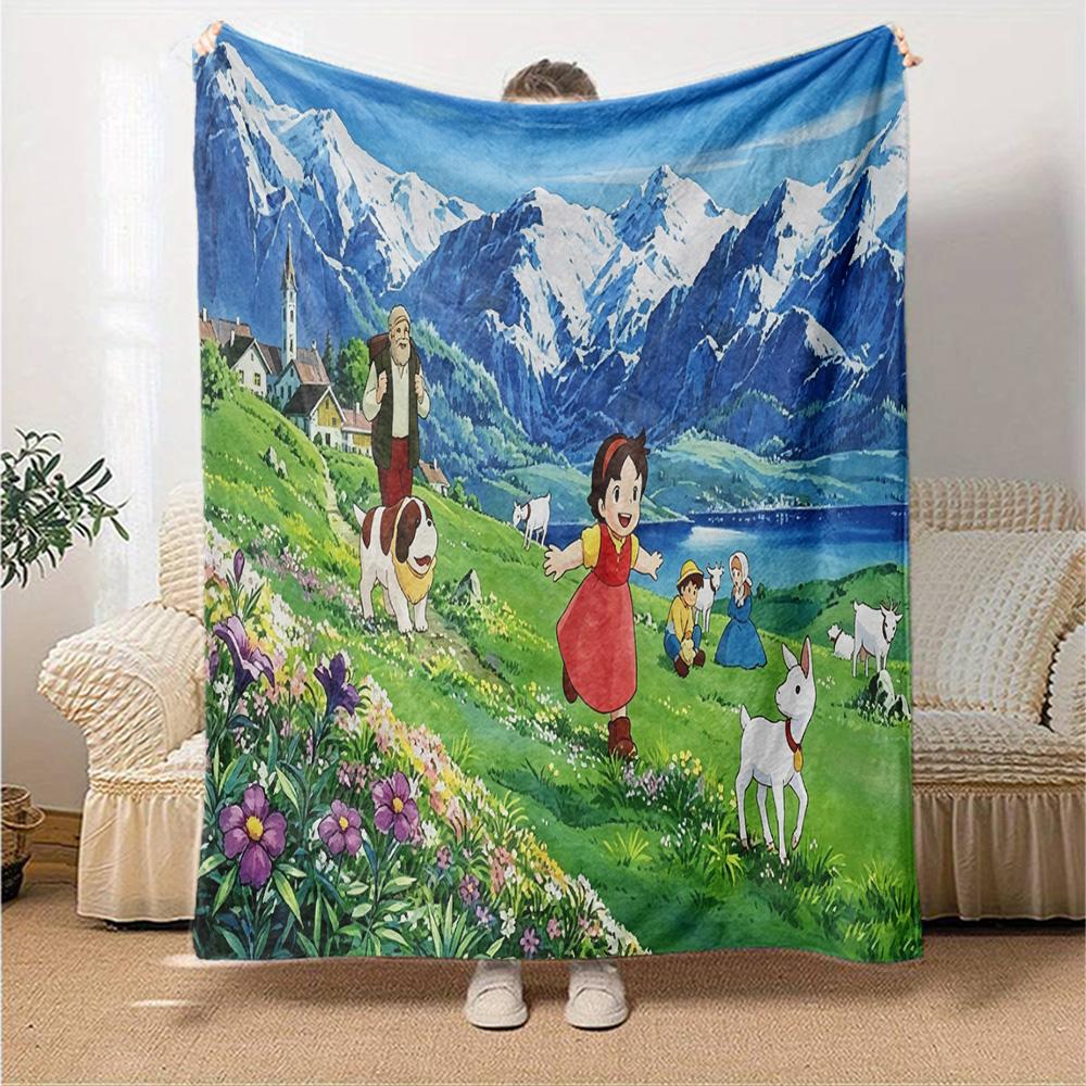Mountain Village Adventure Flannel Blanket Super Soft Warm Cozy Blanket For Sofa Bed Office Travel Allseason Home Decor Gift