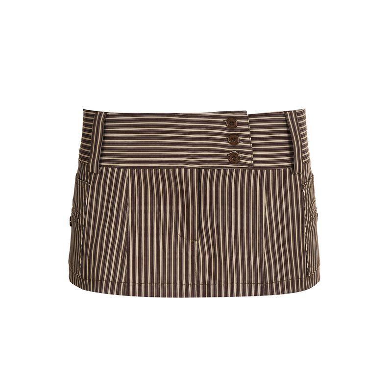 

Home European and American Women s Clothing American Style Old Money Style Three-Button Brown Stripes Skirt Commuting Elegant Low Waist Bodycon Dress Brown L