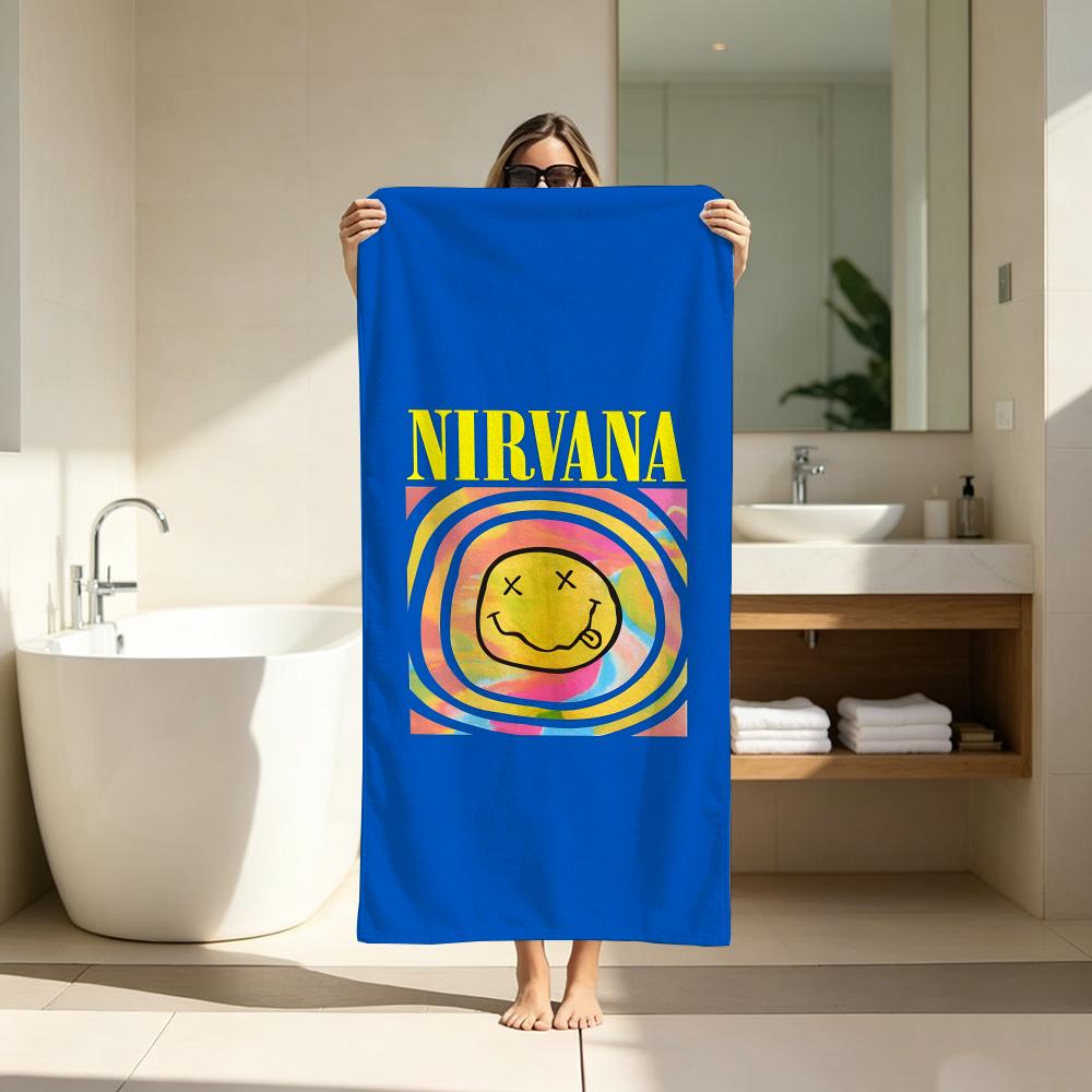 Rock Bands LOGO N-NirvanaS Towel ultra-fine fiber quick drying absorbent bath towel, outdoor swimming sports towel