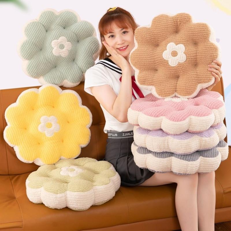 New Solid Color Simple Biscuit Comfortable Cushion Round Waist Protection Cushion Office Seat Square Breathable Cushion Gift