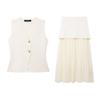 Fashion Style 2024 Summer New Arrival Women's Gold Button Knitting Vest High Waist Patchwork Skirt 4192015