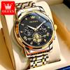 OLEVS Brand Luxury Moon Phase Chronograph Quartz Watch Men Stainless Steel Waterproof Luminous Fashion Tourbillon Mens Watches