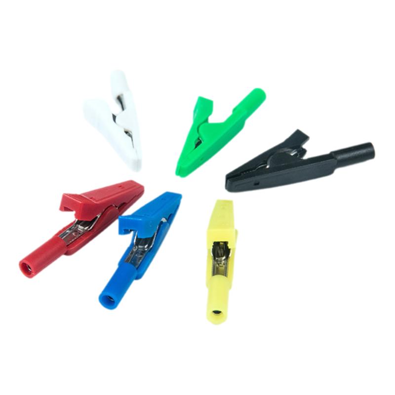 New 1/5Pcs 10A 2mm Insulated Alligator Clip Battery Test Clip Banana Female Adapter Multimeter Pen Cable Probes Crocodile Clip