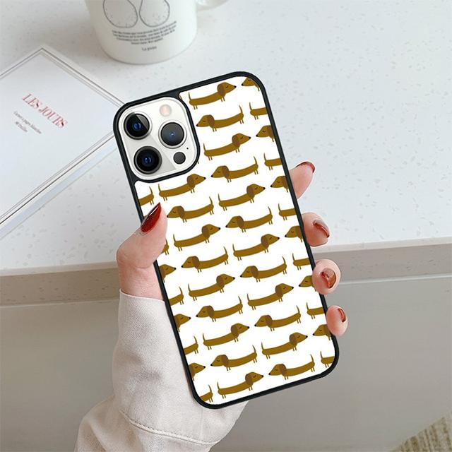 Cartoon Dachshund Sausage Dog Phone Case For iPhone 17 Air 13 12 14 15 16  Cover For Apple Pro Max Plus Coque