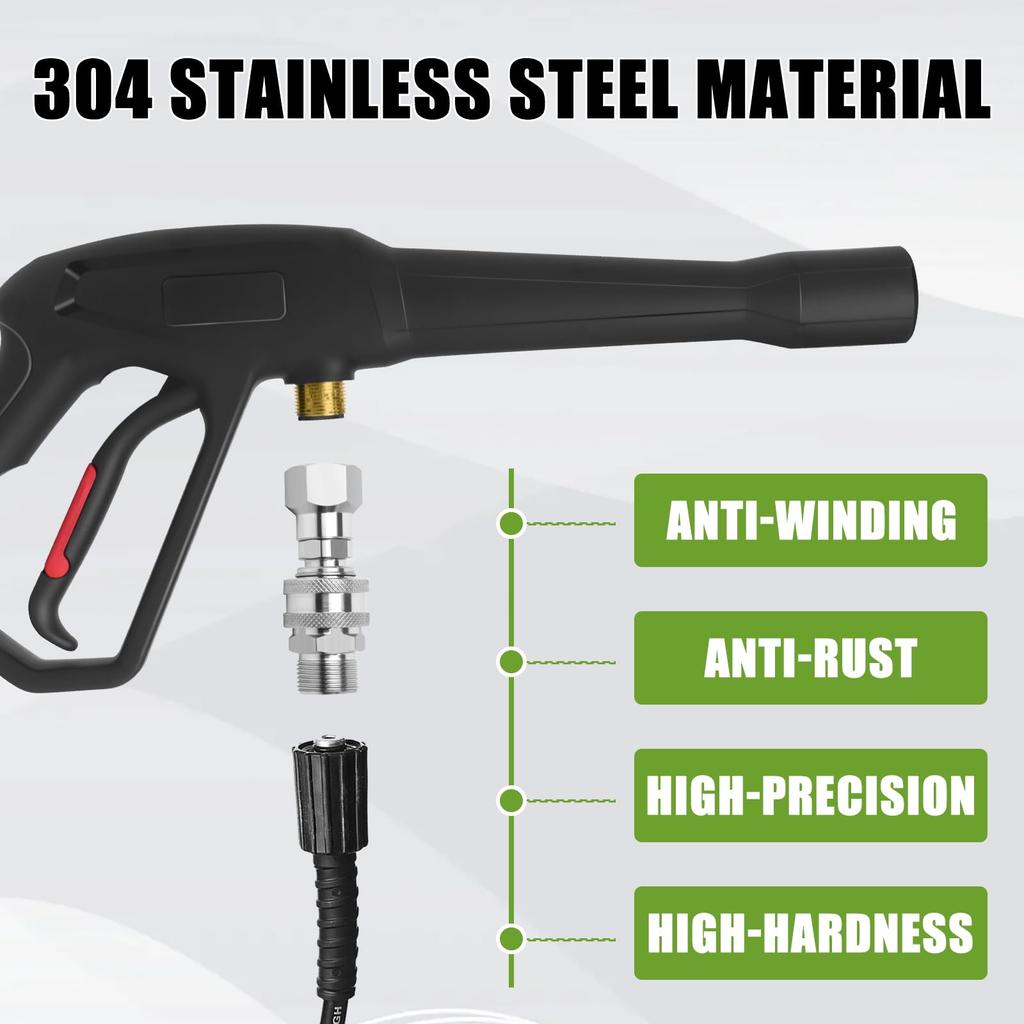 Pressure Washer Swivel Adapter: 5000 PSI 304 Stainless Steel 360-Degree Rotation Prevents Hose Kinking - M22 to 3/8" Quick Connect Fitting - Anti-Tan