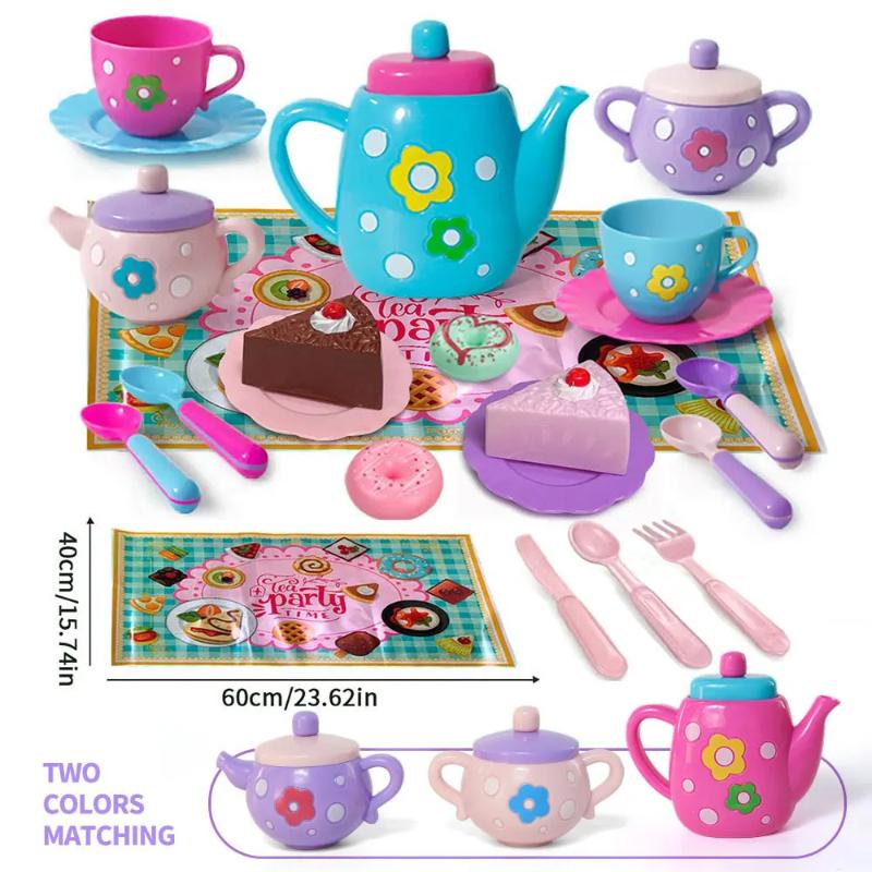 1 Set Teapot Teacup Food Pretend Play Toy Kids Simulation Tea Kit Kitchen Afternoon Tea Toys For Boy Girl Birthday Gift