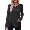 Women's Long Sleeve Ribbed Knit Button Down T-Shirt - Soft Brushed Cotton Crewneck Casual Top