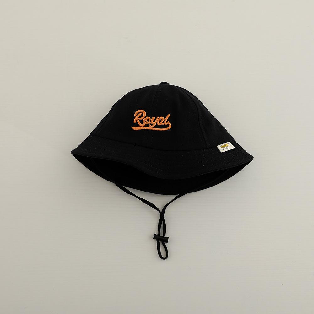 Kids Embroidered Letter Bucket Hat Wide Brim Sun Protection Cap With Windproof Strap For Spring Autumn Outdoor