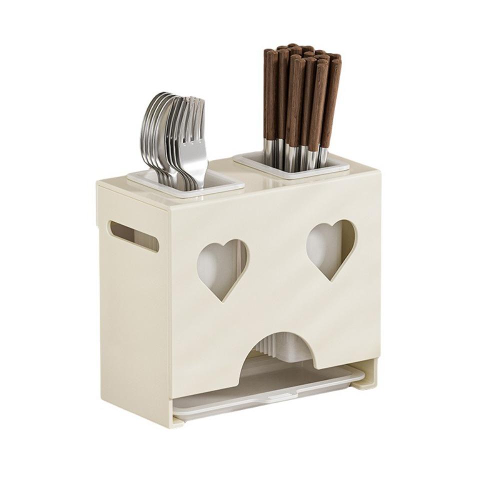 Carbon Steel Cutlery Holder Detachable Rust-proof Cutter Storage Rack with Drain Tray Large Capacity Spoon Fork Organizer