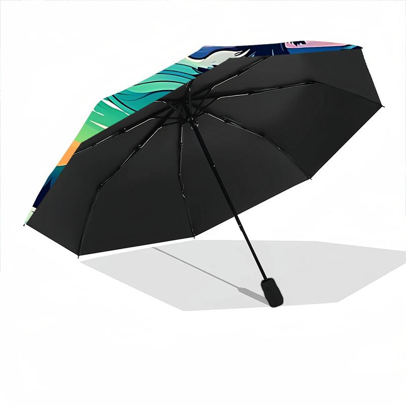 1pc Aurora Forest Automatic Folding Umbrella, Sturdy And Durable Automatic Folding Umbrella with 8 Ribs, Convenient for Outdoor Use060