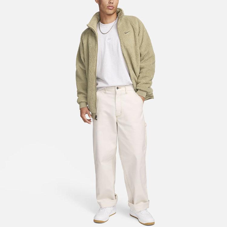 Nike Reversible Wear Stand Collar Long Sleeve Fleece Jacket Men Outerwear Neutral-Olive FQ8044-276