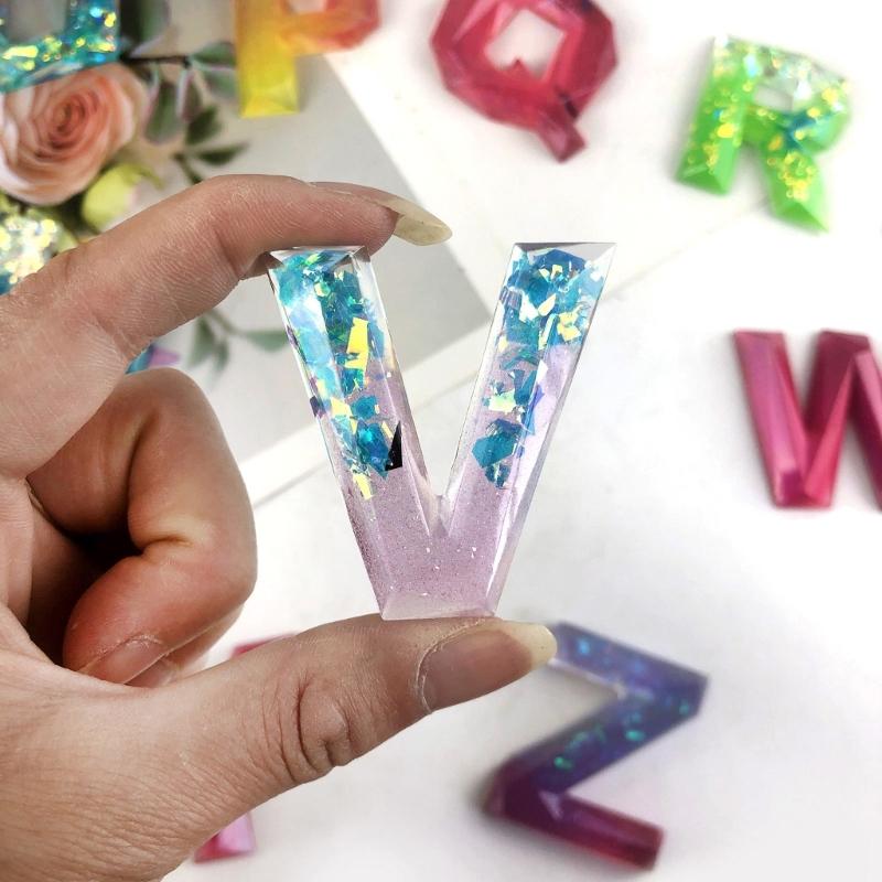 Semi-Stereoscopic Resin Keychain Molds DIY Alphabet Number Casting Mold Jewelry Craft Making Tools for Making Ornaments