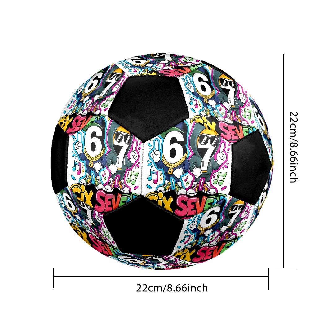 Six and Seventeen Indoor Soccer Ball Colorful Machine Stitched PVC Size 5 Team Training Competition Ready Durable High-Bounce Cool Sports Gift