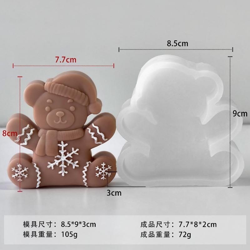 Christmas Scarf Hat Bear Silicone Candle Mold 3D Animal Bear Crafts Resin Gypsum Soap Mold Christmas Gift Festival Supplies
