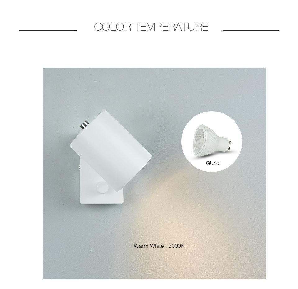 Adjustable Angle Modern Minimalist Bedside Wall Lamp with GU10 Spotlight for Living Room