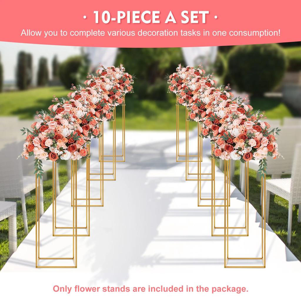 10x 31.5 In Tall Gold Metal Flower Stand for Elegant Wedding Table Centerpiece Decor